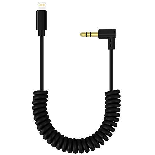 Dreamvasion Aux Cord for iPhone X 8, Spring Audio Adapter Cable with 3.5mm Headphone Jack 90 Degr...
