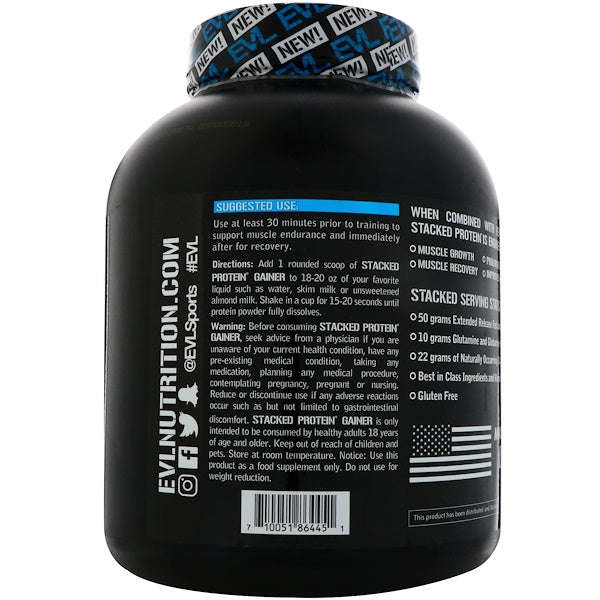 EVLution Nutrition, Stacked Protein Gainer, Chocolate Decadence, 7.23 lb (3276 g)
