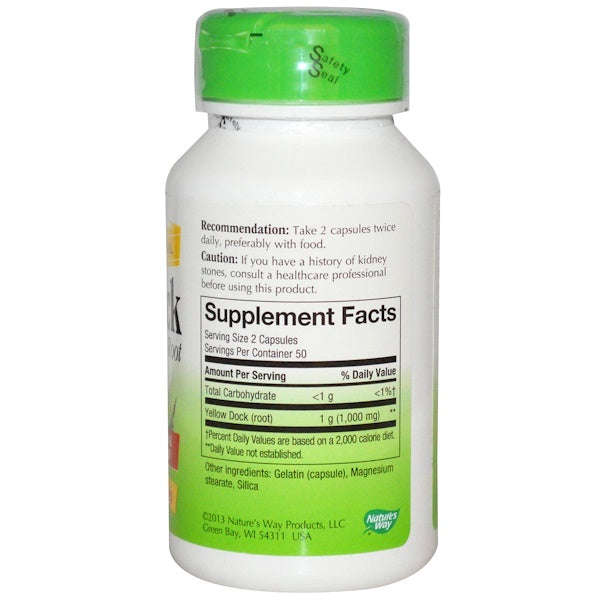 Nature's Way, Yellow Dock Root, 500 mg, 100 Capsules