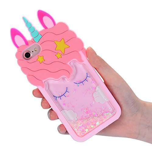 Leosimp Quicksand Unicorn Case for iPhone SE 5 5s 5C Pink Case,Cute 3D Cartoon Animal Glitter Bli...