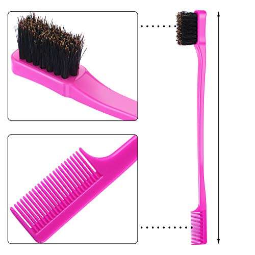 BBTO 10 Pieces Hair Edges Brushes 2 In 1 Edge Control Brushes Comb Double Sided Edge Brushes (Ros...