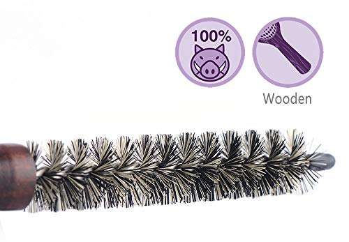 Small Round Hair Brush for Short Hair, Mini Boar Bristle Brush for Blow Drying - 0.7 Inch Diameter