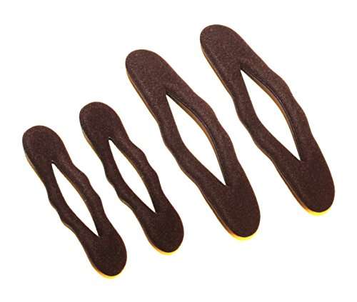 Styla Hair Magic Bun Maker (2 Small, 2 Large) Foam Sponge Bun Shaper Hair Accessories (Brown)