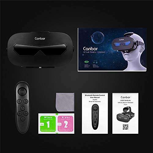 Canbor VR Headset with Remote Controller, Virtual Reality Headset 3D VR Goggles Glasses for 3D Mo...