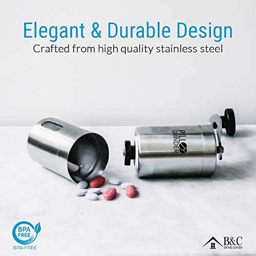 Pill Grinder - Stainless Steel Tablet & Vitamin Crusher - Grind & Pulverize Multiple Pills, Medic...