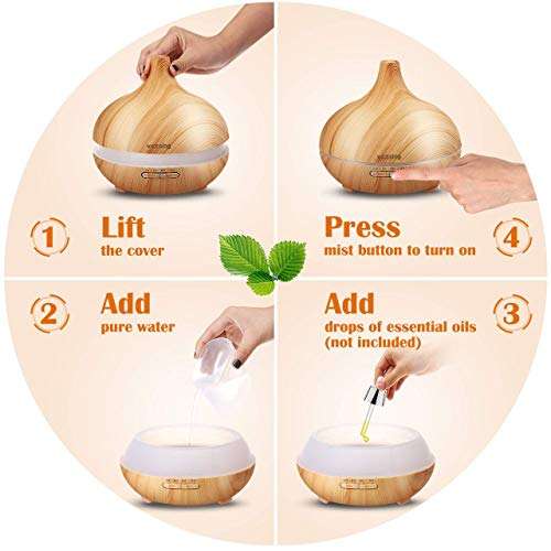 VicTsing 300ml Cool Mist Humidifier Ultrasonic Aroma Essential Oil Diffuser for Office Home...