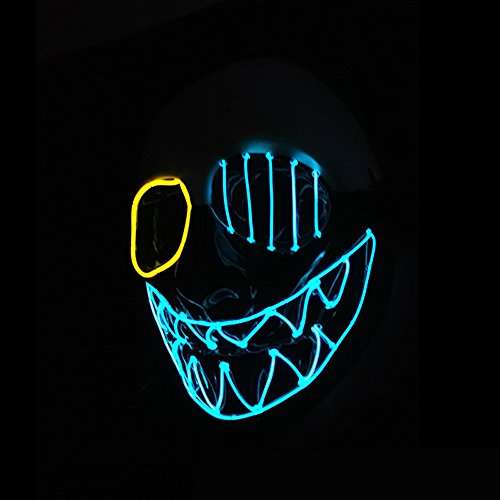 Latburg Scary Led Mask Purge Halloween Light Up Professional Rave Costumes Glow Stick Led Face Ch...