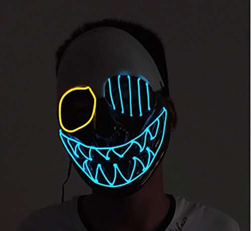 Latburg Scary Led Mask Purge Halloween Light Up Professional Rave Costumes Glow Stick Led Face Ch...