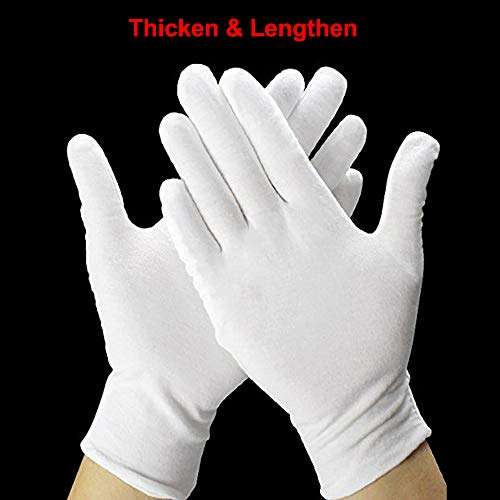 20 Pack Cotton Gloves - 9'' White Work Gloves Cosmetic Moisturising Gloves for Dry Hands & Eczema...