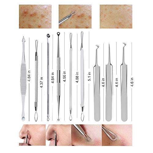 Pimple Popper Tool, Aooeou Stainless Steel Pimple Acne Blackhead Remover Curved Tweezer Treatment...
