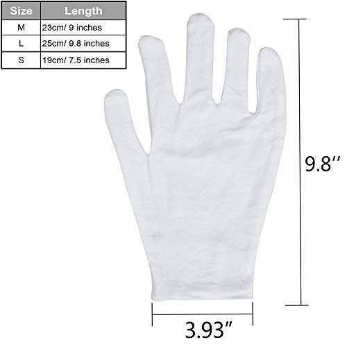 20 Pack Cotton Gloves - 9'' White Work Gloves Cosmetic Moisturising Gloves for Dry Hands & Eczema...