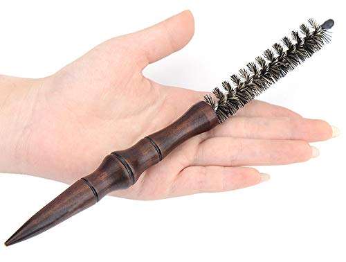 Small Round Hair Brush for Short Hair, Mini Boar Bristle Brush for Blow Drying - 0.7 Inch Diameter