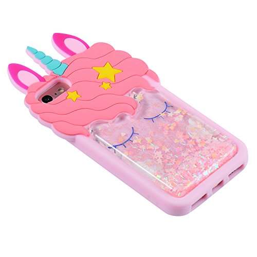 Leosimp Quicksand Unicorn Case for iPhone SE 5 5s 5C Pink Case,Cute 3D Cartoon Animal Glitter Bli...