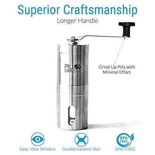 Pill Grinder - Stainless Steel Tablet & Vitamin Crusher - Grind & Pulverize Multiple Pills, Medic...