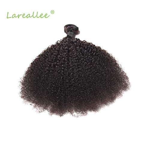 Lareallee Afro Kinky Curly Hair 4 pc Natural Color 10inch Brazilian Hair Weave Bundles Remy Human...