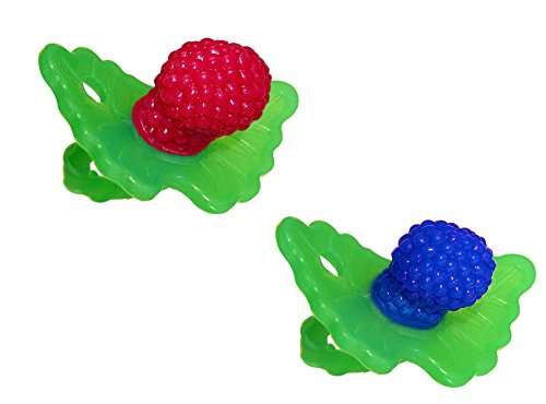 RaZbaby RaZ-Berry Silicone Teether/Double Pack Red & Blue/Multi-texture Design/Hands Free Design