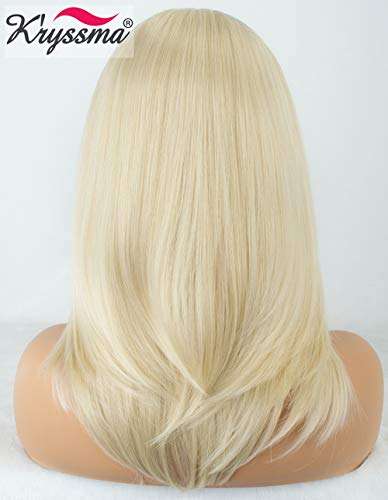 Kryssma Platinum Blonde Short Bob Lace Front Wigs For White Women Christmas Natural Looking...
