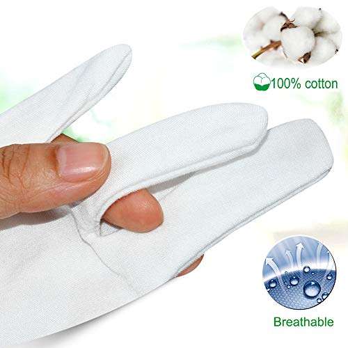 20 Pack Cotton Gloves - 9'' White Work Gloves Cosmetic Moisturising Gloves for Dry Hands & Eczema...