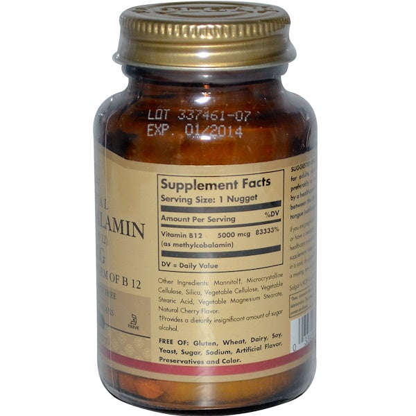Solgar, Sublingual Methylcobalamin (Vitamin B12), 5000 mcg, 60 Nuggets