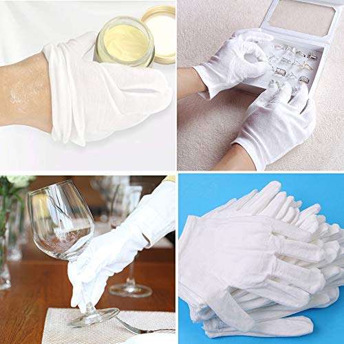 20 Pack Cotton Gloves - 9'' White Work Gloves Cosmetic Moisturising Gloves for Dry Hands & Eczema...