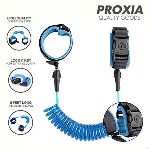 Anti Lost Wrist Link - Safety Strap Kid Leash for Babies, Toddlers & Kids with Key and Lock (Blue)