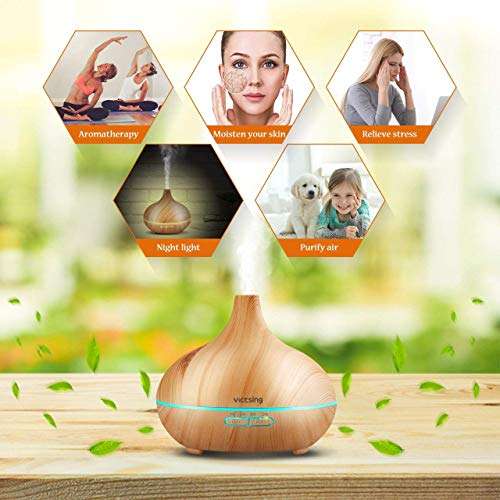 VicTsing 300ml Cool Mist Humidifier Ultrasonic Aroma Essential Oil Diffuser for Office Home...