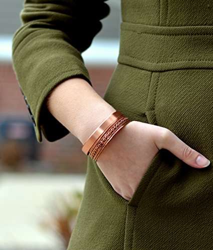 2 Handmade Copper Bracelets for men and women-Arthritis Therapy Magnetic Bracelets with 6 Powerfu...