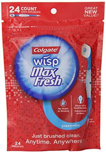 Colgate Max Fresh Wisp Disposable Mini Toothbrush, Peppermint - 24 Count