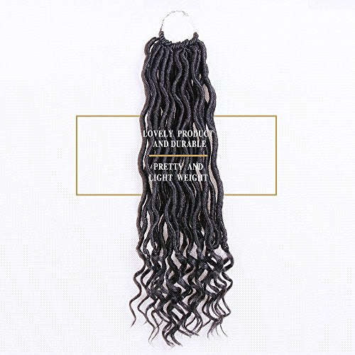 VRunique 6 Packs 14 Inch 1B# Goddess Locs Faux Locs Crochet Hair Braids Wavy Faux Locs With...