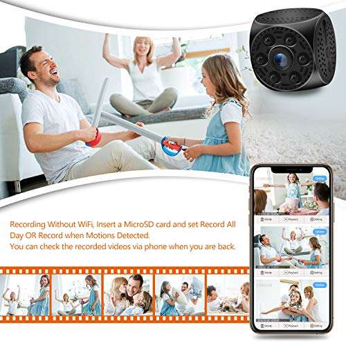 Spy Hidden Camera WiFi Wireless Mini CameraHD 1080P Spy Camera with 170 Degree Wide-Angle View, ...