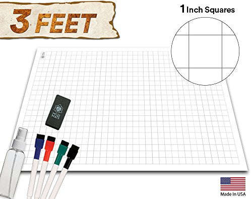 Battle Grid Game Mat - ULTRA DURABLE POLYMER MATERIAL - Role Playing DnD Map - Reusable Table Top...