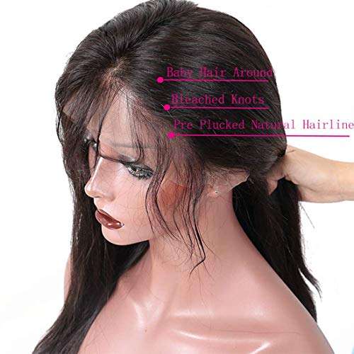 Straight 360 Lace Frontal Wig Brazilian Human Hair Wigs Preplucked And Bleached 360 Lace Wigs Wit...