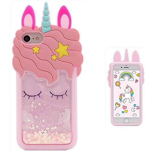 Leosimp Quicksand Unicorn Case for iPhone SE 5 5s 5C Pink Case,Cute 3D Cartoon Animal Glitter Bli...