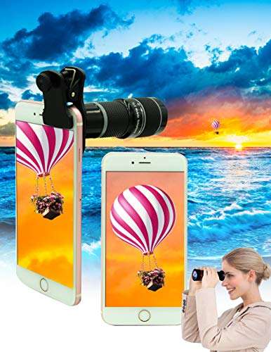 Cell Phone Camera Lens Kit,11 in 1 Universal 20x Zoom Telephoto Lens,0.63Wide Angle+15X Macro+198...