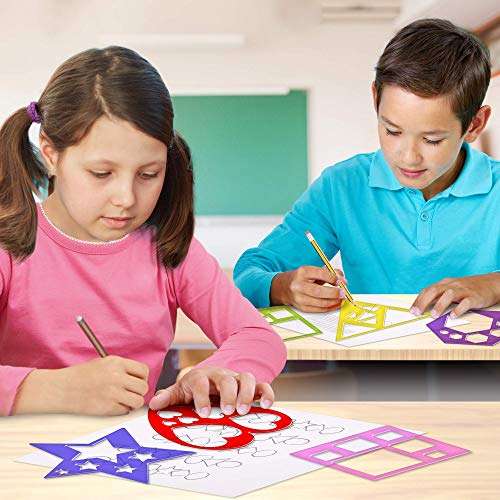 Karty Shape Stencil Set for Kids (10-Piece Set) | Colorful Drawing Template Kit | Fun Arts and Cr...