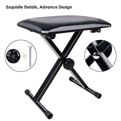 Mugig Piano Keyboard Bench, 3 Height Adjustable Keyboard Seat with 35mm Leather, Keyboard Stool f...
