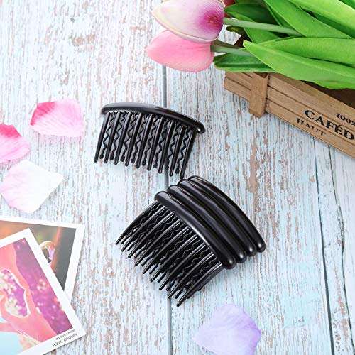 Gejoy 12 Pieces Plastic Teeth Hair Combs Tortoise Side Comb Hair Accessories for Fine Hair, Black...