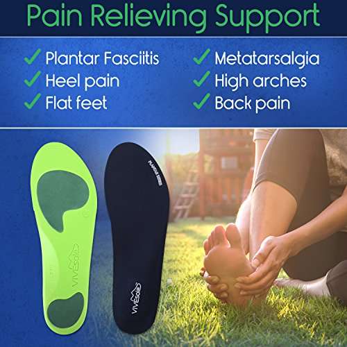 ViveSole Plantar Fasciitis Insoles - Foot Arch Support Orthotic - Firm Foam Shoe Inserts for Men,...