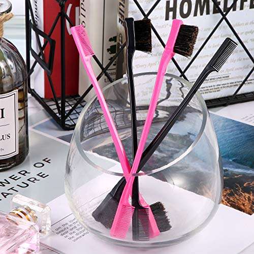 BBTO 10 Pieces Hair Edges Brushes 2 In 1 Edge Control Brushes Comb Double Sided Edge Brushes (Ros...