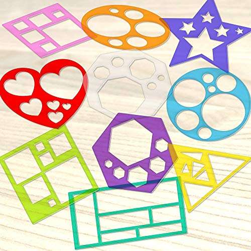 Karty Shape Stencil Set for Kids (10-Piece Set) | Colorful Drawing Template Kit | Fun Arts and Cr...