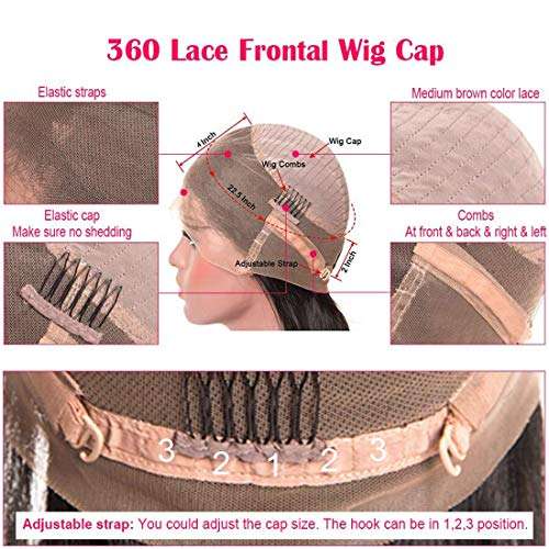 Straight 360 Lace Frontal Wig Brazilian Human Hair Wigs Preplucked And Bleached 360 Lace Wigs Wit...
