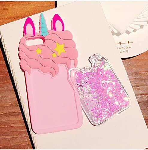 Leosimp Quicksand Unicorn Case for iPhone SE 5 5s 5C Pink Case,Cute 3D Cartoon Animal Glitter Bli...