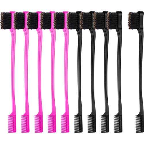 BBTO 10 Pieces Hair Edges Brushes 2 In 1 Edge Control Brushes Comb Double Sided Edge Brushes (Ros...