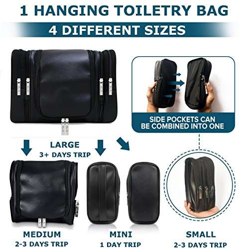 Leather Hanging Travel Toiletry Bag for Men for Your Toiletries & Shaving Essentials - 4 Sizes in...