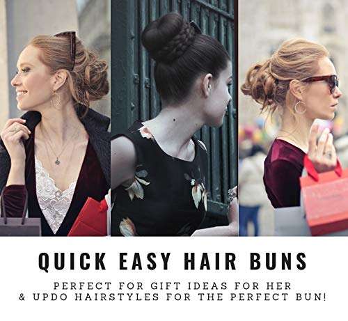 Styla Hair Magic Bun Maker (2 Small, 2 Large) Foam Sponge Bun Shaper Hair Accessories (Brown)