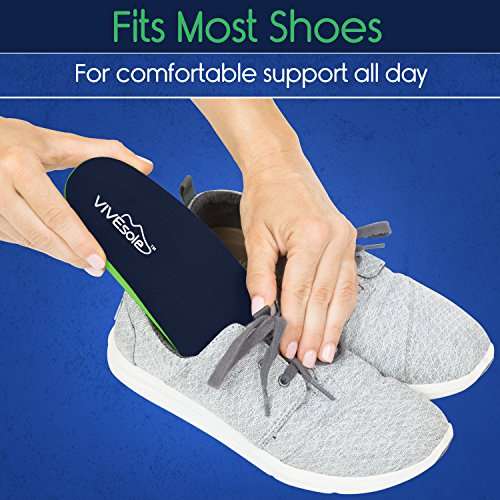 ViveSole Plantar Fasciitis Insoles - Foot Arch Support Orthotic - Firm Foam Shoe Inserts for Men,...