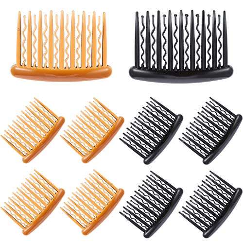 Gejoy 12 Pieces Plastic Teeth Hair Combs Tortoise Side Comb Hair Accessories for Fine Hair, Black...