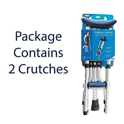 Carex Folding Crutches - Folding Aluminum Underarm Crutches - Lightweight, Great for Travel or Wo...
