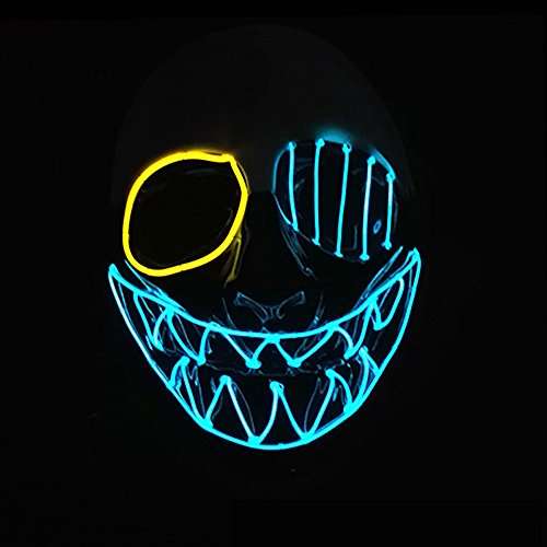 Latburg Scary Led Mask Purge Halloween Light Up Professional Rave Costumes Glow Stick Led Face Ch...