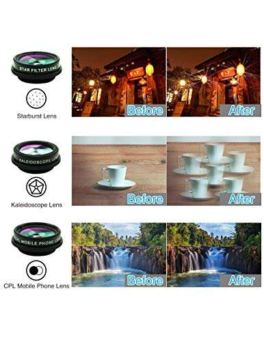 Cell Phone Camera Lens Kit,11 in 1 Universal 20x Zoom Telephoto Lens,0.63Wide Angle+15X Macro+198...